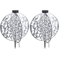 GLOBO - Solarlampe silber Terrassenleuchte Reto Außenlampe, LED Steckleuchte