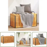 The Living Store - Gartenbox 85x45x45/53 cm Massivholz Akazie und Stahl - Holz Gartenbox - Akzient Box - Outdoor Möbel - Gartendekoration