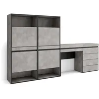 SKRAUT HOME Schuhschrank, Grau, Holzwerkstoff, 5 Schubladen, Rechteckig, 247x145x35