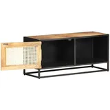 vidaXL TV-Schrank 90x30x40 cm Raues Mangoholz und Wiener Geflecht