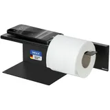 Wenko Turbo-Loc® Toilettenpapierhalter mit Ablage Mod. Lizan, schwarz Befestigen ohne Bohren,