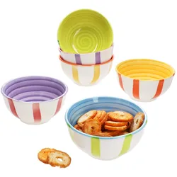 Summer Stripes 6er Set Snack- & Dip-Schälchen 12cm 220ml bunte Streifen Nüsse