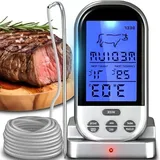 Kabelloses digitales Fleischthermometer mit Sonde für Backöfen – Grillen, Backen, Braten – Temperaturbereich bis 250 °C – 1 m Kabel