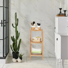 Relaxdays Badregal Walnuss, HBT: 79 x 36 x 36 cm, 3 Ablagen, quadratisch, Standregal Küche, Badezimmer Regal Holz, Natur