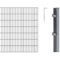 GAH Alberts Alberts 651084 Doppelstabmattenzaun als 14 tlg. Zaun-Komplettset | verschiedene Längen und Höhen | anthrazit | Höhe 140 cm Länge 12 m