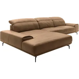 Musterring Wohnlandschaft MUSTERRING "MR 2490 Ecksofa mit erstklassigem Sitzkomfort, Long-Life-Leder", beige (fango, s), B:342cm T:207cm, Sofas, Wohnlandschaft, Fuß schwarz, Sitzhöhe 48cm, wahlweise mit Funktionen, Maße 342x207 cm