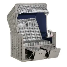 SonnenPartner Strandkorb Konsul 2-sitzer Halbliegemodell Taupe/modena Blau Mit Sonderausstattung - Sonnenpartner