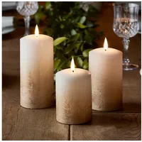 Lights4fun LED-Kerze TruGlow® LED Kerzen Echtwachs Trio bronze ombré mit Fernbedienung