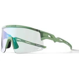 ROCKBROS Photochrome Fahrradbrille mit UV-Schutz und Korrektureinsatz MPNR grün