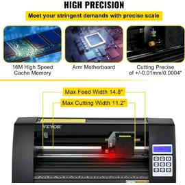Vevor Vinyl Schneideplotter 375 mm, Folienschneider Max. Schnittbreite 285 mm, Plottermaschine Signmaster-Software, Plotter Windowskompatibel, Folienplotter Halbautomatisch Schnittpräzision ±0,001 mm