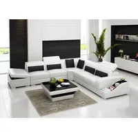 Xlmoebel Sofa Modernes Ecksofa aus Leder - Wohnlandschaft in zeitgemäßem Design, Hergestellt in Europa weiß