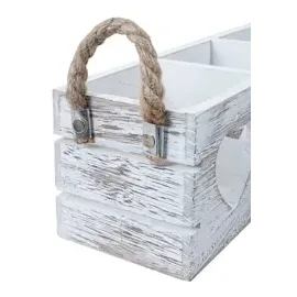 Mendler 2er-Set Dekokiste HWC-C26, Aufbewahrungsbox, 2 Griffe Indoor Paulownia shabby weiß, 10x10x30cm