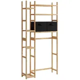 Vicco Waschmaschinenschrank Bilbao, Bambus, 78.5 x 163 cm mit 2 Vliesschubladen