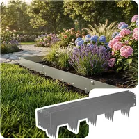 VOUNOT® Rasenkante verzinkt Metall 10m, Robuste Beeteinfassung Beetumrandung Mähkante 106×18 cm, 1,5 mm dick, Steckzaun für Blumenbeete & Garten, 10 Stück, Grau