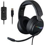 THE G-LAB Korp Thallium Gaming-Kopfhörer, USB, 7.1, Digital Surround - Headset für Gamer, Audio - Mikrofon mit Geräuschreduzierung - LED RGB - kompatibel mit PC PS4 PS5 Mac (Schwarz)