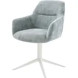 DeLife Drehstuhl Pejo-Flex Chenille Pastellblau Fußkreuz Weiß 360° drehbar Wippfunktion Taschenfederkern,