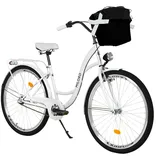 Milord. Komfort Fahrrad mit Korb, Hollandrad, Damenfahrrad, 3-Gang, Weiß, 28 Zoll