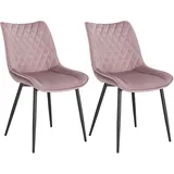 2 x Esszimmerstuhl Küchenstuhl Wohnzimmerstuhl aus Samt Metalle Rosa BH209rs-2