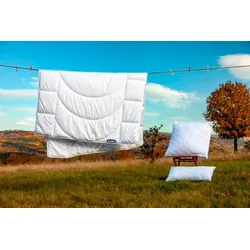 Microfaserbettdecke DUNLOPILLO "Home Bettdecken Sommer und Winter", weiß, B:135cm L:200cm, Bezug: 100% Polyester. Füllung: 100% Polyester, Bettdecken, Bettdecke 135x200, 155x220cm, feuchtigkeitsregulierend