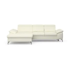 sit&more Ecksofa SIT & MORE "Cabrio L-Form, B: 295 cm, mit Sitztiefen-, Arm- & Kopfteilverstellung", weiß (altweiß), B:295cm H:87cm T:180cm, Sofas, Ecksofa, 2 Nierenkissen, Federkern, optional Bettfunktion und Stauraum