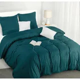 Utopia Bedding Bettwäsche 220x240 Set - Mikrofaser Bettbezug 240x220 cm + 2 Kissenbezüge 65x65 cm - Blaugrün