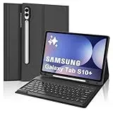 FOGARI Tastatur Hülle für Samsung Galaxy Tab S10 Plus 2024, Keyboard Cover mit Magnetisch Abnehmbarer Deutscher Bluetooth Tastatur für Samsung Galaxy Tab S10+ 12.4'' 2024, Schwarz