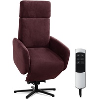 Cavadore TV-Sessel Cobra mit 2 Motoren, Akku + Aufstehhilfe / Fernsehsessel mit Liegefunktion, Relaxfunktion + Fernbedienung / Sternfuß, belastbar bis 130 kg / 71 x 110 x 82 / Lederoptik, Rot