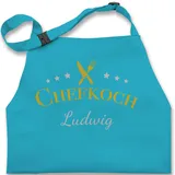 Kinderschürze Schürze Kinder Jungen Mädchen - Kochschürze - Chefkoch mit Name I Geschenk Hobbyköche I Geschenk Kochen - 7-14 Jahre - Türkis - kinderschürzen kinderkochschürze - 7-13 Jahre