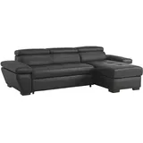 vente-unique Ecksofa Leder mit Schlaffunktion - Ecke Rechts - Anthrazit - JONOVA