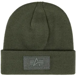 Skimütze ALPHA INDUSTRIES "Alpha Industries Accessoires - Headwear Velcro Beanie", Damen, grün (dunkelgrün), Obermaterial: 100% Acryl, Mützen