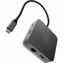 Green Cell Adapter Dockstation GC USB-C HUB 6 im 1 3X USB 3.0, HDMI 4K, Ethernet, USB-C mit Power Delivery 87W für MacBook Pro 13/15, Dell XPS 13/15 kompatibel mit Samsung DeX