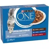 Mixpaket PURINA ONE Sterilized Katze 8 x 85 g - Ente, Rind, Sardine