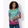 Classic Basics Kurzarmshirt CLASSIC BASICS "Kurzarm-Shirt", Damen, Gr. 52, grün (blaugrün, pink, bedruckt), 100% Baumwolle, gemustert, mehrfarbig, Rundhals, Shirts