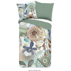 Muller Textil Zephir Blumen/Mandala Grün 135 x 200 cm + 2 x 80 x 80 cm