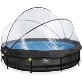 EXIT TOYS EXIT Black Wood Pool ø360x76cm mit Filterpumpe und Abdeckung - schwarz