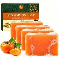 Kaori Persimmon Soap, Kaki Seife Kernseife, Persimmon Kernseife Natur, Seife für Gesicht und Körper, Feste Seifen, Porenverkleinerung, Tiefenreinigung, Feuchtigkeitsspendend, mit Einem Schaumnetz (4)