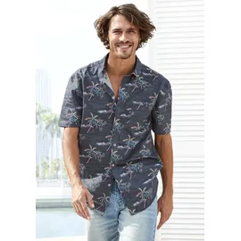 Beachtime Hawaiihemd »Regular fit«, Kurzarm, Freizeithemd mit Palmenprint, reine Baumwolle, Gr. S (37/38) N-Gr, navy-bedruckt, , 14479631-S N-Gr