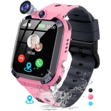 JUBUNRER Smartwatch Kinder mit GPS und Telefon Wasserdicht IP68 GPS Tracker Kinder SOS HD Photo Wecker Puzzle Spiel Armbanduhr Jungen Mädchen Telefonuhr Kinderuhr 3-12 Jahre Kindergeschenke