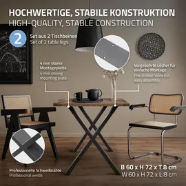 ECD Germany 2x Tischbeine X-Design X-Form 60 x 72 cm, Anthrazit, Industriedesign, Metall 60x8x72 Esszimmer, Esstische, Tischsysteme