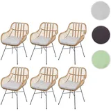 Mendler Esszimmerstuhl HWC-P17 Rattan creme 6er Set