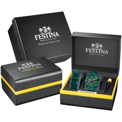 Chronograph FESTINA "Chrono Bike 2025 Special Edition", grün, Armbanduhren, Herren, Quarzuhr, Armbanduhr, Herrenuhr, Edelstahlarmband