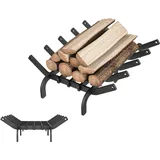 NAIZY Kaminrost Kohlenstoffstahl 42cm Feuerrost für Kamin Feuerbock Holzregal Multfunktional Holzrost Grill Innen Kaminofen Zubehör (V-Form)