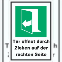 HB-Druck Tür öffnet durch Ziehen auf der rechten Seite Aufkleber A7 (74x105mm)