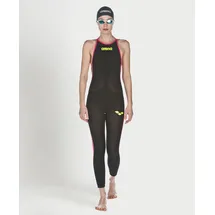 Arena Powerskin R-Evo+ Open Water Damen Geschlossener Rücken - Black-fluo Yellow - 30