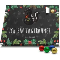 Mr. & Mrs. Panda Schoko Adventskalender Stinktier Blume - Schwarz - Geschenk, Raubtier, Stinki, Skunk, Stinker, Schokoladen Adventskalender, vertr... - Schwarz