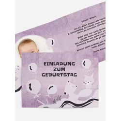 Einladungskarten Kindergeburtstag selbst gestalten mit Spruch und Fotos im Onlinedesigner bei Meine-Kartenmanufaktur.de