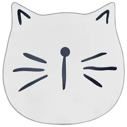 Kinderteppich weiß ⌀ 100 cm Katzenmotiv Kurzflor KITTY