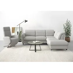 Ecksofa SIT & MORE "Grenoble L-Form mit Federkern", silber, B:247cm H:85cm T:222cm, Sofas, wahlweise mit Bettfunktion, Bettkasten, Arm- und Kopfteilverstellung