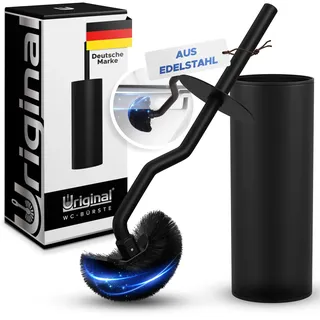 URIGINAL® Klobürste mit Randreiniger - Toilettenbürste/WC Bürste für eine gründliche Reinigung - Schwarz - Klobürste Edelstahl mit Lotus-Effekt - Harte Borsten für eine maximale Hygiene