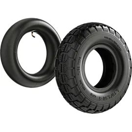 Wiltec Reifen für Aufsitzmäher 11x4.10/3.50-5 4pr mit Schlauch Winkelventil Komplettrad